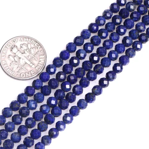 Miniatura 4 de Cuentas de lapislázuli azul para hacer joyas, piedras preciosas naturales, semipreciosas, 0.079 in, espaciador facetado redondo, 15 pulgadas JOE