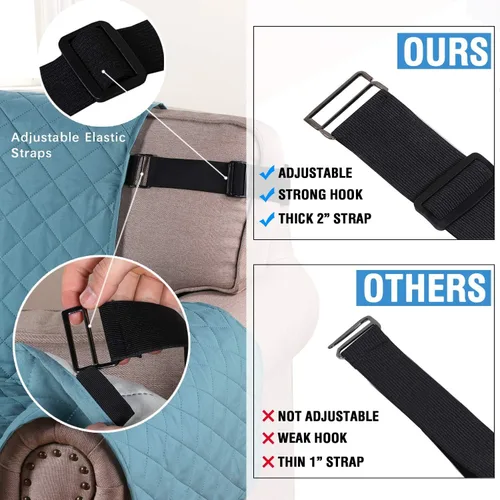 Miniatura 7 de H.VERSAILTEX Paquete de funda reversible para silla y funda de sofá color azul ahumado