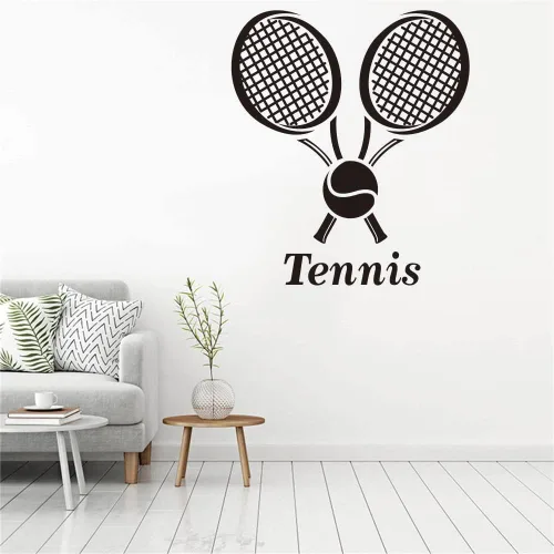 Miniatura 6 de Adhesivo de pared para jugador de tenis, diseño moderno de silueta deportiva para adolescentes, atletas o fanáticos, decoración única de PVC