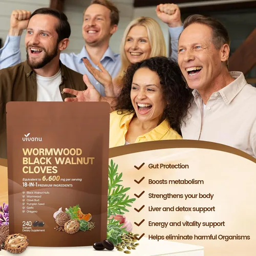 Miniatura 10 de Limpieza 18 en 1 de ajenjo de nogal negro para humanos, suministro para 80 días, porción de 6600 mg, limpieza intestinal rápida y salud digestiva