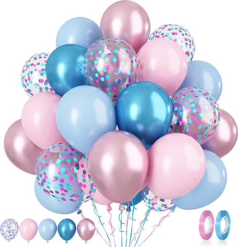 Miniatura 14 de Paready Globos de Frozen, 60 Piezas Globos de 12 Pulgadas Morado Azul Blancos y de Confeti de Nieve de Látex para Niñas Suministros de Fiesta Morado