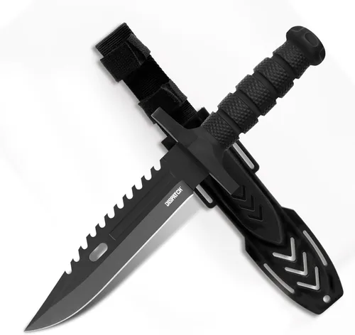 Miniatura 10 de Dispatch Cuchillo de caza de hoja fija con funda, cuchillos de supervivencia de 12 pulgadas para hombres, cuchillo táctico Bowie con mango Cuchillo