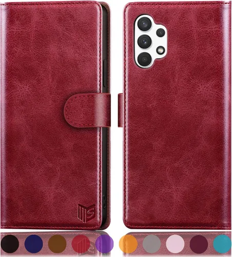 Miniatura 10 de SUANPOT Funda de piel tipo cartera para Samsung Galaxy A32 5G con bloqueo RFID, soporte para tarjetas de crédito, funda de teléfono con tapa tipo