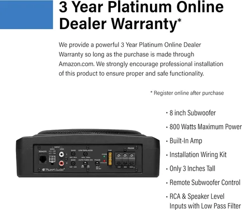 Miniatura 3 de Planet Audio P8AWK Subwoofer para Automóvil Alimentado de Perfil Bajo de 8 Pulgadas Bajo el Asiento - 800 Watts de Alta Potencia, Amplificador