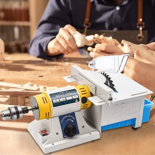 Miniatura 3 de Máquina de pulir de mesa de jade gema, mini torno máquina herramienta DIY carpintería Torno de madera Fresadora Molienda Perlas de pulido Taladro