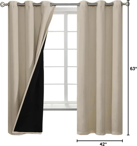 Miniatura 9 de BGment Cortinas 100% opacas con aislamiento térmico para dormitorio con forro negro, doble capa, oscurecimiento de toda la habitación, reducción