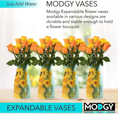Miniatura 2 de MODGY Florero expandible, plástico decorativo moderno plegable impreso jarrones para centros de mesa para bodas, mesa de comedor, decoración