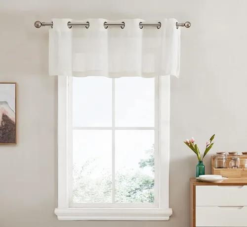 Miniatura 14 de HLC.ME - Cortinas de lino sintético con textura semitransparentes que mantienen la privacidad y filtran la luz, con ojales, cortas y de tela delgada