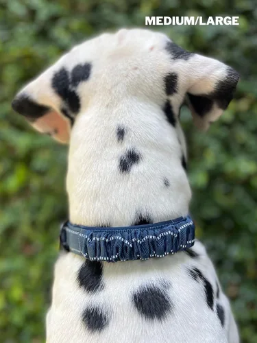Miniatura 8 de Tuff Pupper Collar de perro resistente con asa Collar de nailon balístico resistente Collar de perro reflectante acolchado con hardware Azul