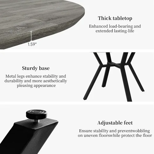 Miniatura 3 de HIPIHOM Juego de mesa de comedor redonda extensible para 6 personas, mesa de cocina extensible de 43.3 a 59.1 pulgadas con 6 sillas tapizadas, Mesa