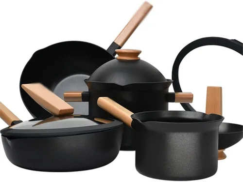 Miniatura 7 de Juego de utensilios de cocina sartén antiadherente cocina cocina comedor bar cocina inducción (color : negro, tamaño: 2 piezas a)