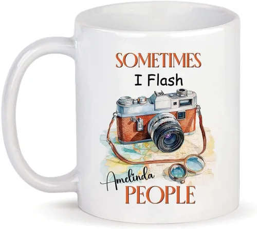Miniatura 17 de Taza personalizada con texto en inglés "Me gusta destellar", taza de té de cerámica con cámara colorida personalizada con nombre, tazas de café
