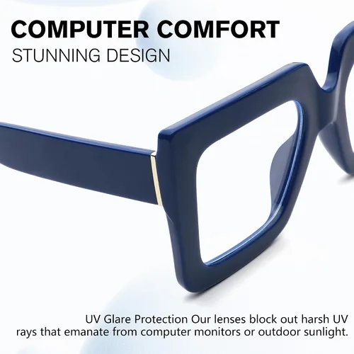 Miniatura 11 de Pro Acme Gafas de bloqueo de luz azul, marcos cuadrados grandes, anteojos falsos para mujer
