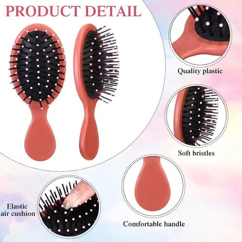 Miniatura 3 de FoldTier 72 piezas de mini cepillos desenredantes para el cabello, cepillo desenredante de viaje a granel, cerdas suaves, cepillo pequeño húmedo
