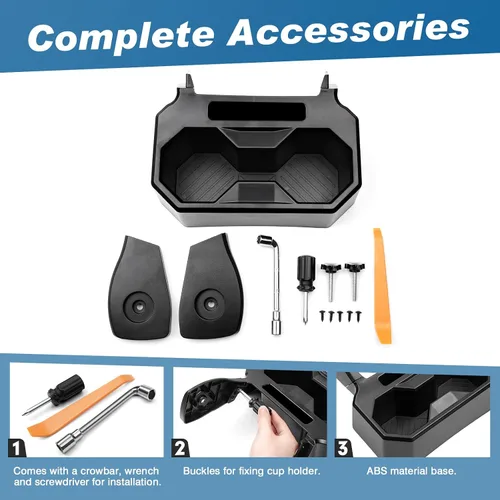 Miniatura 6 de Karltys Portavasos para asiento trasero de automóvil, bandeja organizadora de portavasos trasera fija con herramientas, accesorios interiores