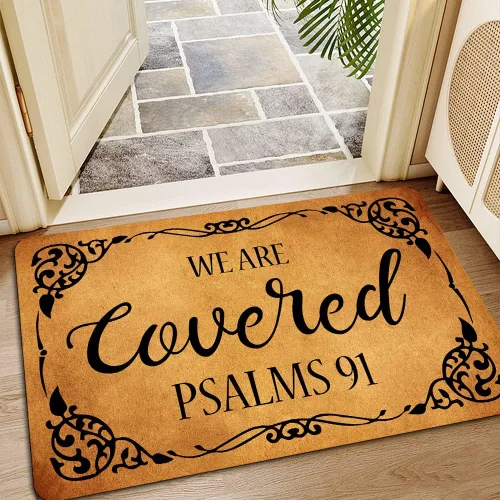 Miniatura 4 de Ytanie Tapetes de bienvenida para puerta delantera, entrada al aire libre, con texto en inglés "We are Cover", tapete de goma antideslizante