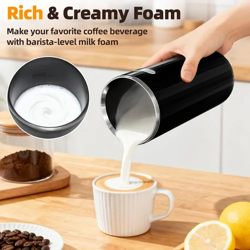 Miniatura 4 de Electactic Espumador de leche, vaporizador de leche eléctrico 6 en 1, máquina automática de espuma fría y cálida de 8.5 onzas líquidas y calentador