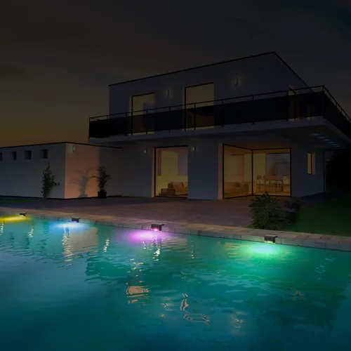 Miniatura 3 de Little Joke Paquete de 4 luces solares laterales para piscina, que cambian de color, impermeables, accesorios de piscina, luces nocturnas, luces LED