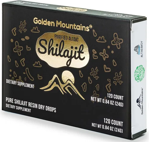 Miniatura 3 de Siberian Green Gotas secas Shilajit Pure de alta calidad Altai Golden Mountains - 120 unidades (200 mg) Auténtico certificado de seguridad y calidad