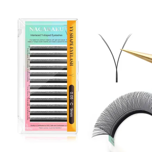 Miniatura 19 de Suministros de extensiones de pestañas NAGARAKU yy, pestañas falsas 0.05mm rizado D, bandeja mixta 8-12mm, prefabricadas 4D, abanico fácil, volumen