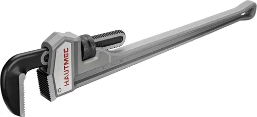 Miniatura 11 de HAUTMEC Llave de tubo recta de aluminio de 18 pulgadas, llave de fontanería ajustable resistente, capacidad de mandíbula de 2-1/2", para tuberías