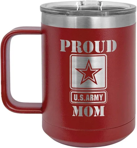 Miniatura 16 de PROUD ARMY MOM BLACK Taza de café de 15 oz con tapa deslizante Taza de café de viaje aislada Ideas de regalos del día de la madre de hijo o hija