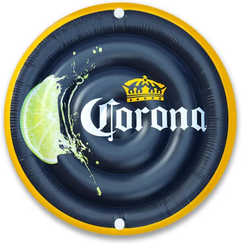 Miniatura 2 de Corona Lime - Flotador redondo para piscina, flotador de isla con 2 portavasos, tamaño para 2 adultos