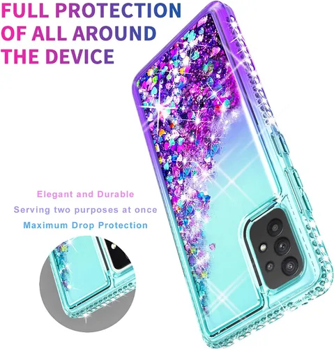 Miniatura 6 de STARSHOP Funda compatible con Samsung Galaxy A72 5G, con [protector de pantalla de vidrio templado incluido] Liquid Bling Sparkle Flotante Glitter