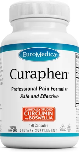 Euromedica Curaphen - 120 cápsulas - Fórmula profesional - Curcumina potente y boswellia con DLPA y nattoquinasa - Ingredientes clínicamente