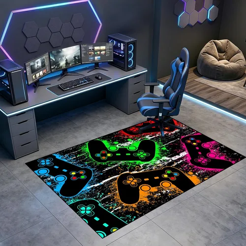 Miniatura 37 de Alfombras de Jugador para Dormitorio de Niños, Pintura de Dibujos Animados con Gamepad, Alfombra para el Hogar para Adolescentes, Decoración Genial