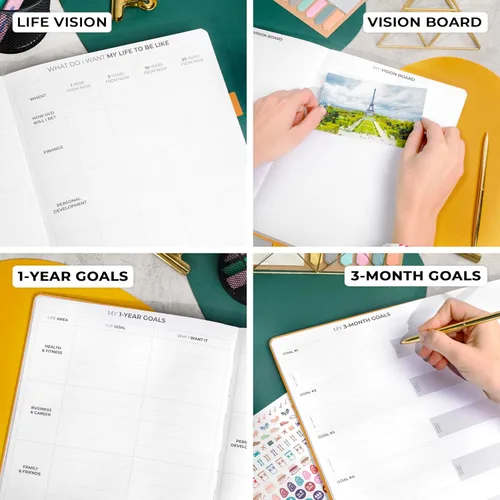 Miniatura 6 de Clever Fox Planner Pro Premium - Lujosa agenda semanal y mensual con organizador de presupuesto para productividad y objetivos, sin fecha, A4