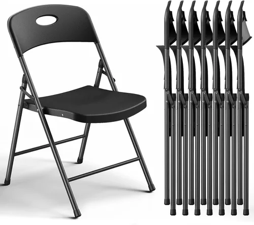Miniatura 12 de Paquete de 2 sillas plegables, sillas plegables de metal resistente de plástico para exteriores e interiores, portátiles de capacidad de 350 libras