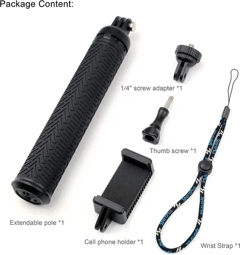 Miniatura 9 de Trípode de aluminio extensible para selfie stick de 28 pulgadas para GoPro Hero 13 12 11 10 9 8 7 6 5 Max Fusion/DJI, soporte de trípode 3 en 1