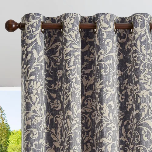 Miniatura 23 de jinchan Cortinas 80% opacas para dormitorio, cortinas con patrones geométricos para sala de estar, tratamientos de ventana para oscurecer