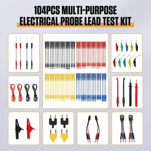 Miniatura 2 de Kit de cables de prueba de circuito automotriz, 104 piezas multímetro multifunción sonda eléctrica kit de prueba con estuche de transporte negro