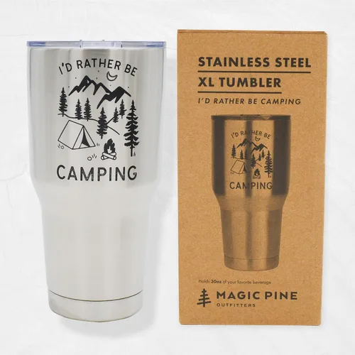 Miniatura 6 de Divertido regalo de campamento para hombres al aire libre, vaso aislado de acero inoxidable con tapa, (30 onzas) – Taza para viajes de caravana, día