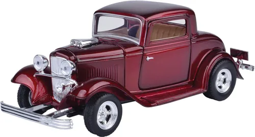 Miniatura 2 de MotorMax American Classics 1932 Ford Coupe 1/24 Escala Diecast Modelo Coche Rojo