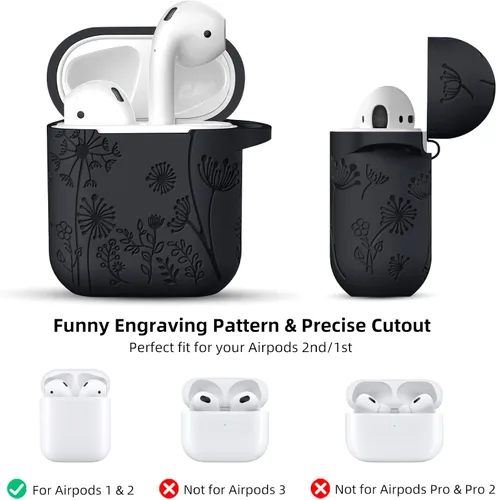 Miniatura 8 de Lerobo para Funda AirPod, Funda de 2ª y 1ª Generación, Funda Protectora Completa con Grabado de Flores Compatible con Funda de Carga Apple AirPod