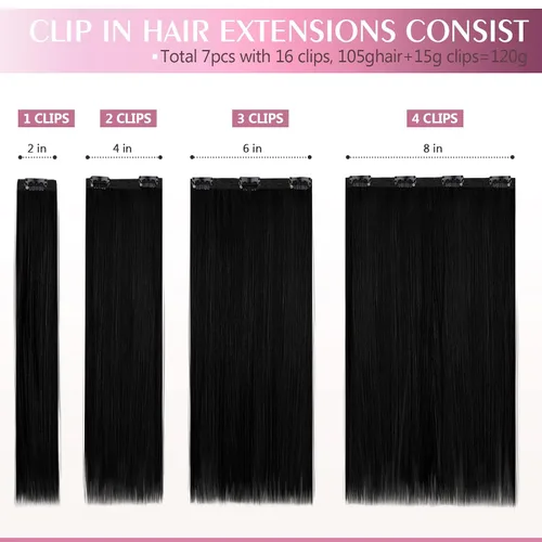 Miniatura 7 de Extensiones de cabello humano real con clip, extensiones de cabello humano real sin costuras, extensiones de cabello humano real de 16 pulgadas