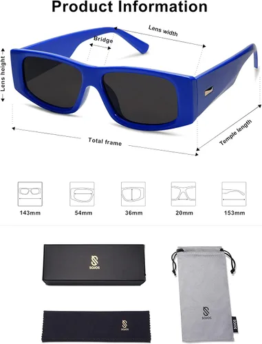 Miniatura 37 de SOJOS Gafas de sol polarizadas rectangulares Y2K de moda para mujeres y hombres, gafas de sol rave de diseñador de moda SJ2228
