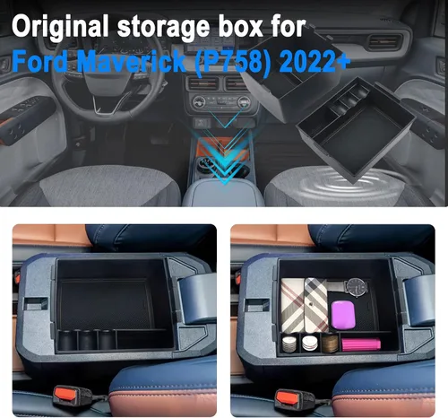 Miniatura 7 de SHAOHAO para Ford Maverick 2024 2025 Organizador de Consola Central, Compatible con Accesorios Ford Maverick 2022 2023 2024 2025 XL, XLT, Lariat