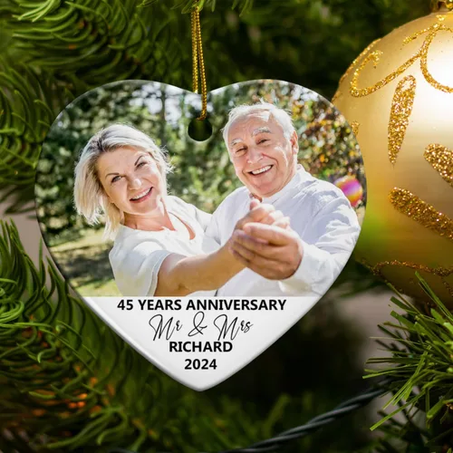Miniatura 5 de Adorno de Navidad con foto personalizada 2025 para la familia, aniversario como el señor y la señora abuelos, carga cualquier imagen, cualquier foto