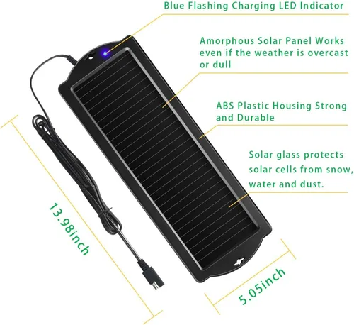 Miniatura 2 de Sunway Solar Cargador de Batería de Goteo y Mantenedor para Automóvil Panel Solar de 12V Cargador de Batería con Enchufe para Encendedor