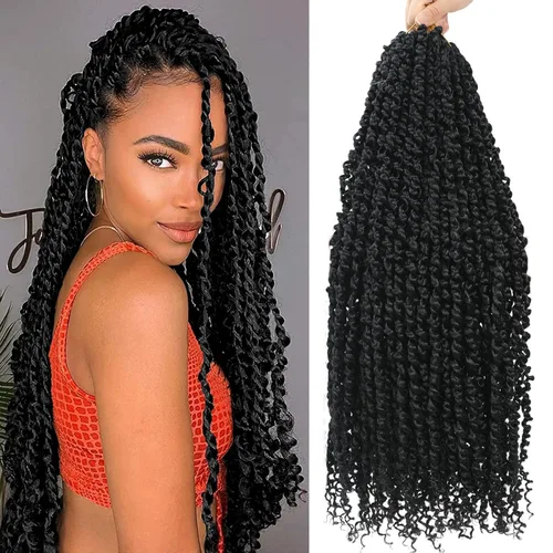 Miniatura 16 de 9 paquetes de cabello pretrenzado Passion Twist de 10 pulgadas, cabello de ganchillo Passion Twist con ombre marrón, trenzas de ganchillo bohemio