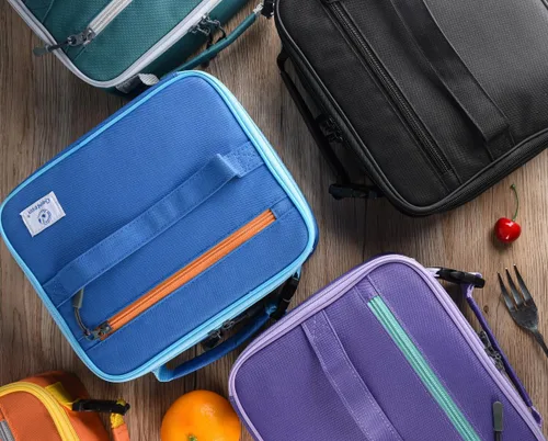 Miniatura 4 de Genteen Paquete de 2 bolsas de almuerzo suaves aisladas con doble cremallera, resistente, congelable y reutilizable para niños, hombres