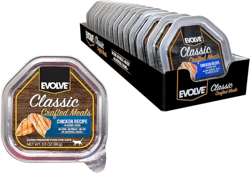 Miniatura 11 de Evolve Receta de pollo y carne de res sin granos en salsa húmeda para gatos 3 oz - 24 pk