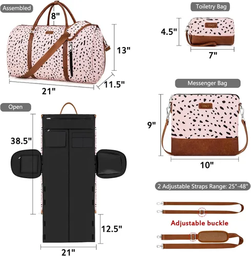 Miniatura 5 de Bolsa de ropa para viaje con neceser convertible de mano para fin de semana, bolsas de viaje grandes para mujeres 2 en 1, bolsa colgante para traje