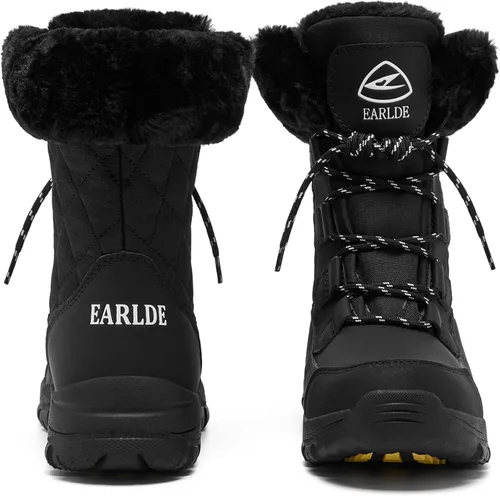 Miniatura 4 de EARLDE Womens Snow Boot With Waterproof Lace Up Mid-Calf Outdoor Winter Deep Tread Rubber Sole