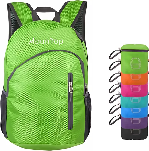 MounTop Mochila resistente al agua plegable ligera al aire libre para viajes senderismo equitación Verde