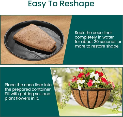 Miniatura 3 de 6 piezas de fibra de coco de 8 pulgadas para plantas, cesta colgante redonda, inserto de repuesto para maceta de coco para caja de ventana, 100%